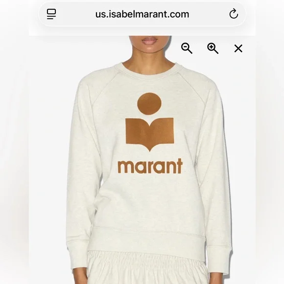 Isabel Marant Étoile Millyny Sweatshirt Ecru/Camel Size 40 6/8 - Picture 9 of 11